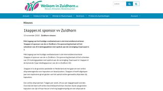 
                            11. 1kapper.nl sponsor vv Zuidhorn - Nieuws - Welkom in Zuidhorn