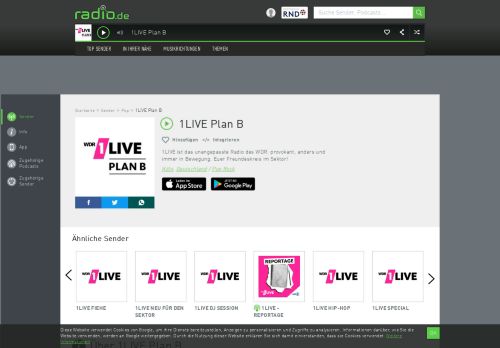 
                            11. 1LIVE Plan B | Livestream per Webradio hören - Radio.de