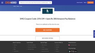 
                            5. 1mg Coupons Code, Offers: 20% Off + Rs 200 Cashback | Feb 2019