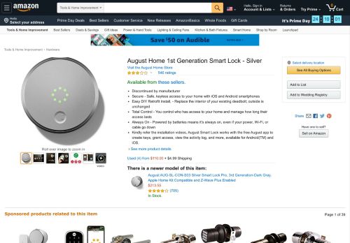 
                            4. 1st Generation August Smart Lock - Silver - - Amazon.com