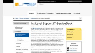 
                            7. 1st Level Support IT-ServiceDesk - RWTH AACHEN UNIVERSITY IT ...