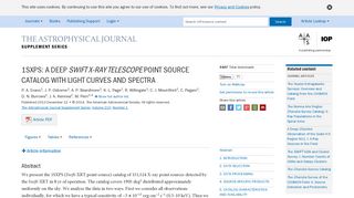 
                            9. 1SXPS: A DEEP SWIFT X-RAY TELESCOPE POINT SOURCE ...