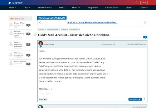 
                            13. 1und1 Mail Account - lässt sich nicht einrichten... | AndroidPIT Forum