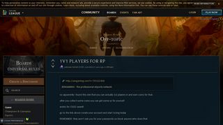 
                            11. 1V1 PLAYERS FOR RP - Boards - League of Legends