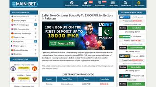 
                            11. 1xBet New Customer Bonus Up To 15000 PKR for Bettors in Pakistan