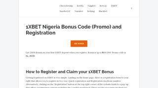 
                            10. 1XBET Nigeria Bonus Code (Promo) and Registration - Betslip