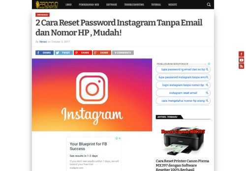 
                            9. 2 Cara Reset Password Instagram Tanpa Email dan Nomor HP , Mudah!