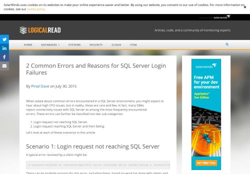 
                            9. 2 Common Errors and Reasons for SQL Server Login Failures