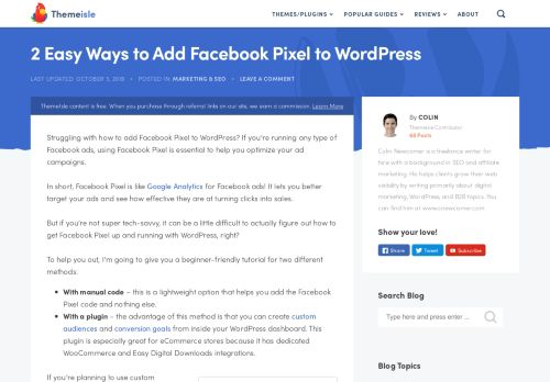 
                            13. 2 Easy Ways to Add Facebook Pixel to WordPress - ThemeIsle