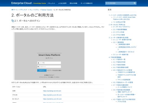 
                            8. 2. ポータルのご利用方法 - Enterprise Cloud Knowledge Center