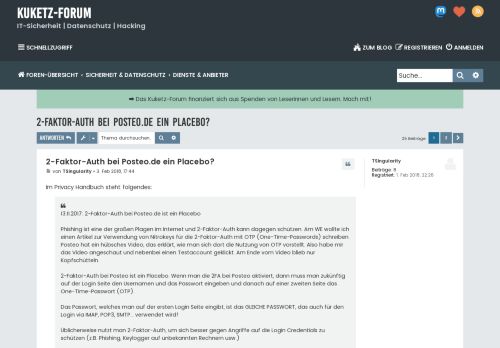 
                            7. 2-Faktor-Auth bei Posteo.de ein Placebo? ⋆ Kuketz IT-Security Forum