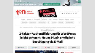 
                            8. 2-Faktor-Authentifizierung für WordPress leicht gemacht: Neues ... - t3n