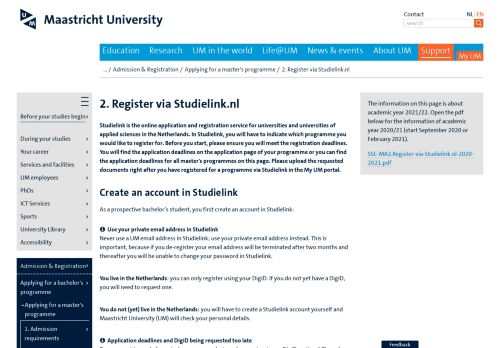 
                            4. 2. Register via Studielink.nl - Maastricht University