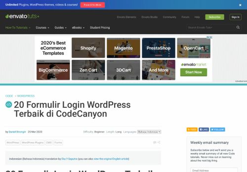 
                            6. 20 Formulir Login WordPress Terbaik di CodeCanyon - Envato Tuts+