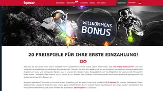 
                            3. 20 Freispiele für Ihre erste Einzahlung! - Tipico