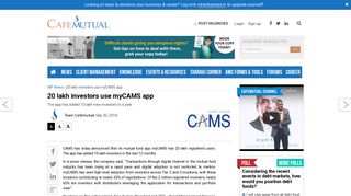 
                            6. 20 lakh investors use myCAMS app - Cafemutual.com