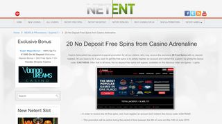 
                            12. 20 No Deposit Free Spins from Casino Adrenaline - Netent Casinos