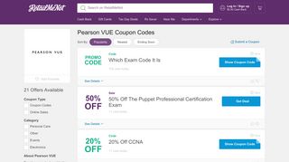 
                            12. 20% Off Pearson VUE Coupon, Promo Codes - RetailMeNot