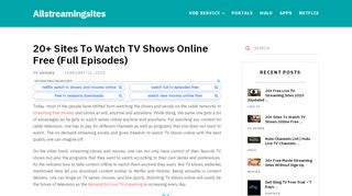 
                            7. 20+ Sites To Watch TV Shows Online 2019 [Full Episodes] - All ...