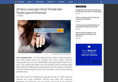 
                            11. 20 Situs Lowongan Kerja Terbaik dan Terpercaya di Indonesia