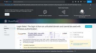 
                            1. 2013 - Login failed. The login is from an untrusted domain and ...