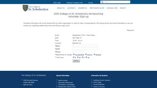 
                            10. 2014 St. Scholastica Homecoming Volunteer Sign-Up Form