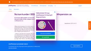 
                            9. 2015-04-01 Nu kan kunder i SEB se hela pensionen på Minpension ...