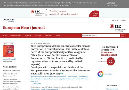 
                            6. 2016 European Guidelines on cardiovascular disease prevention in ...