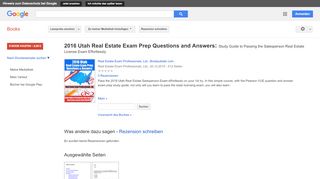 
                            7. 2016 Utah Real Estate Exam Prep Questions and Answers: Study Guide ... - Google Books-Ergebnisseite