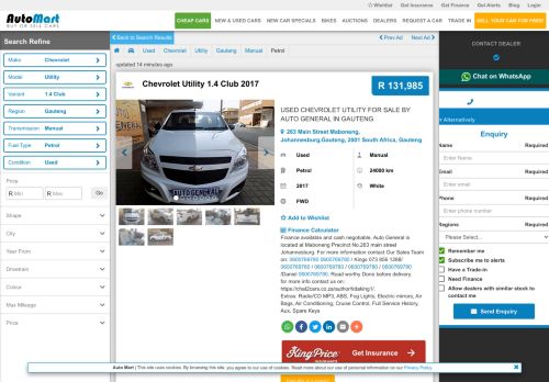 
                            10. 2017 Chevrolet Utility 1.4 Club Single cab bakkie ( Petrol ... - Auto Mart