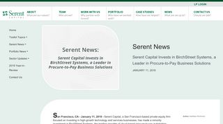 
                            8. 2018-01-11 Serent Capital Invests in BirchStreet Systems, a Leader in ...