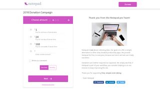 
                            9. 2018 Donation Campaign | Notepad.pw (Powered by DonorBox)