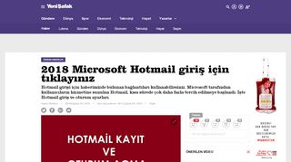 
                            11. 2018 Microsoft Hotmail giriş için tıklayınız - Yeni Şafak