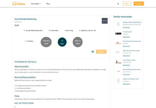 
                            12. 2018 Social Media Specialist Internships with Instahyre | LetsIntern