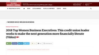 
                            12. 2018 Women Who Mean Business: Orlando credit union executive ...