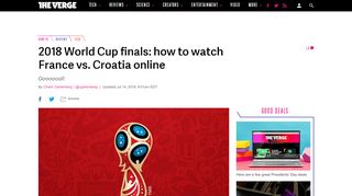 
                            13. 2018 World Cup finals: how to watch France vs. Croatia online - The ...