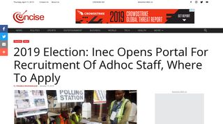 
                            12. 2019 Election: INEC Opens Portal For Recruitment Of Adhoc Staff