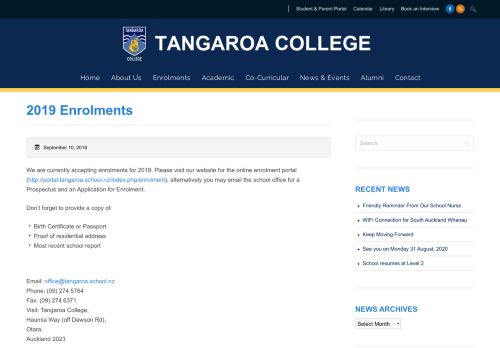 
                            6. 2019 Enrolments - Tangaroa College