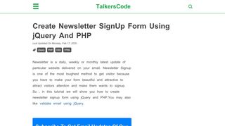 
                            3. [2019 Updated] Create Newsletter SignUp Form Using jQuery And PHP
