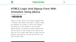
                            6. [2019 Updated] HTML5 Login And Signup Form With Animation Using ...