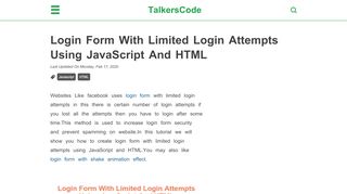 
                            8. [2019 Updated] Login Form With Limited Login Attempts Using ...