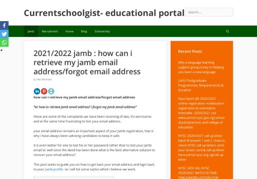 
                            12. 2019/2020 jamb : how can i retrieve my jamb email address/forgot ...