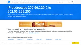 
                            2. 202.56.229 - India - Bharti Airtel Limited - Search IP addresses - DB-IP