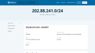 
                            9. 202.88.241.0/24 Netblock Details - Asianet is a ISP providing access ...