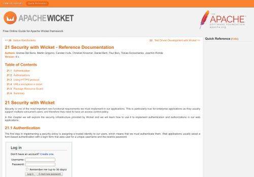 
                            2. 21 Security with Wicket 6.x - The Apache Software Foundation