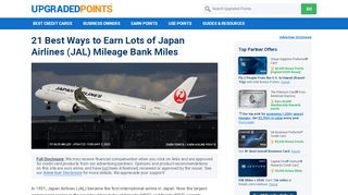 
                            7. 21 Ways To Earn Lots of Japan Airlines Mileage Bank Miles [2019]