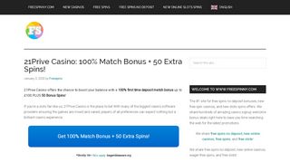
                            12. 21Prive Casino: 100% Match Bonus + Bonus Spins! - Free Spins Casino