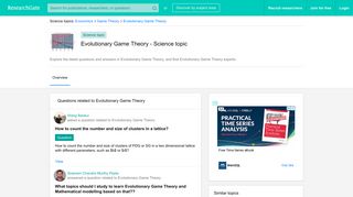 
                            5. 22 questions in Evolutionary Game Theory | Science topic