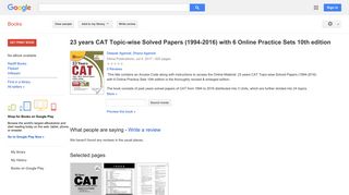 
                            9. 23 years CAT Topic-wise Solved Papers (1994-2016) with 6 Online ...