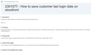 
                            5. 2301577 - How to save customer last login date on storefront | SAP ...